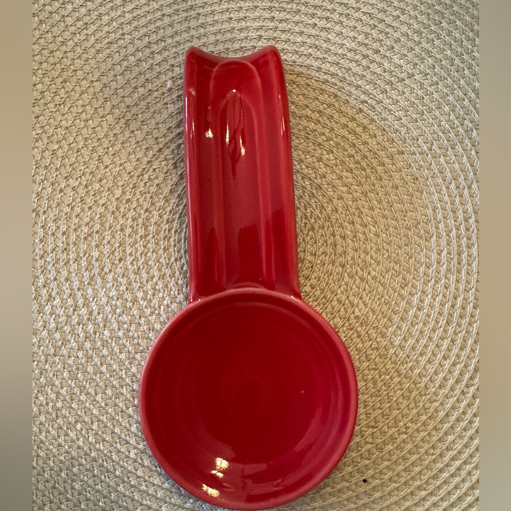 GENUINE FIESTA WARE SPOON REST MARKED HLC AND USA - #58 8" LONG SCARLET RED